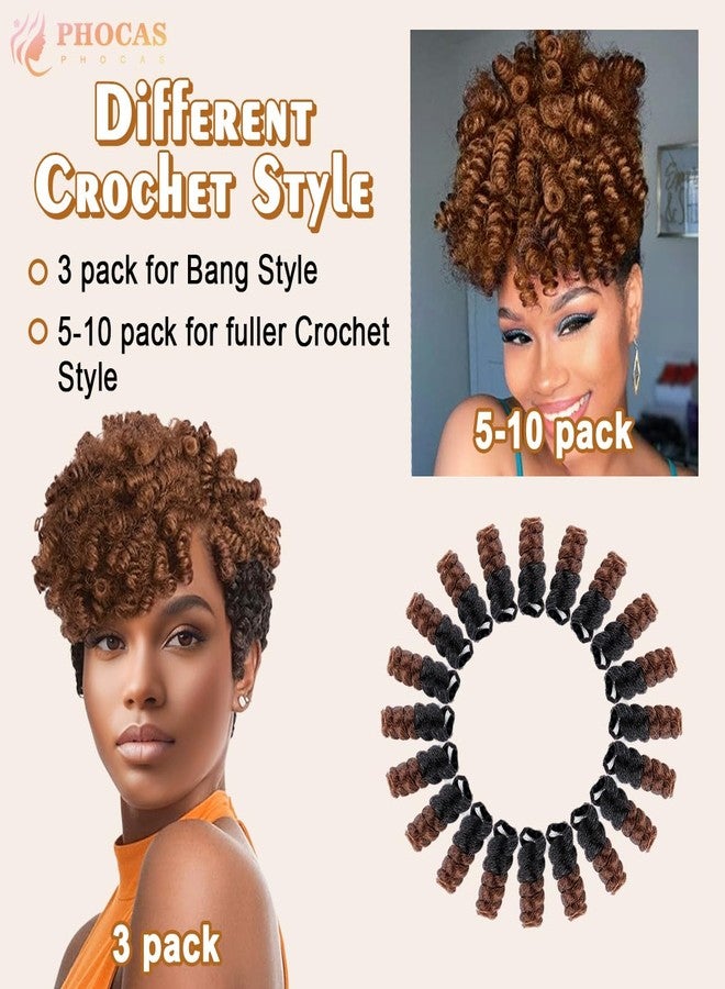 PHOCAS HairPhocas 5 Packs Synthetic Saiany Curly Crochet Hair 10 inch 20roots/pack for Crochet Braids Hair(Black to Brown) - Image 4