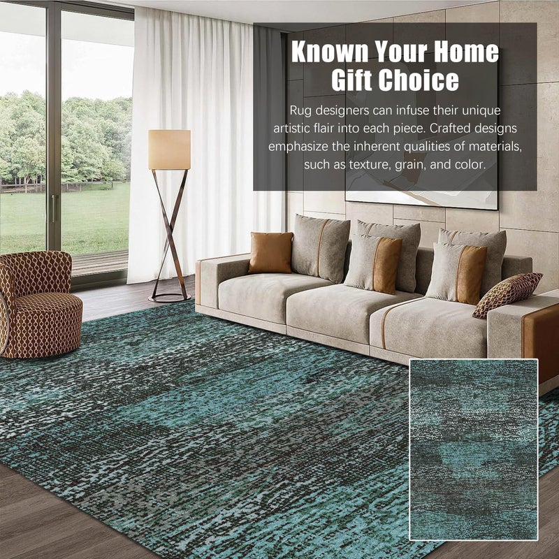 RUGSURE Washable Area Rug - 1/6 Thick - Stain & Water Resistant Non-Slip - Resistant Rug for Living Room, Bedroom, Nursery, Pet & Child Friendly, Vintage Charm Area Rugs (Green, 8' x 10') - Image 3
