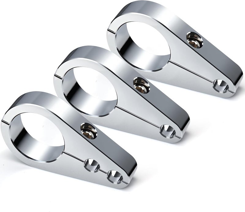 MoKitDora 1.25" Handlebar Dual Single Throttle or Frame Mount Clutch Cable Clamp Brake Line Clips for Harley - Chrome - Image 1