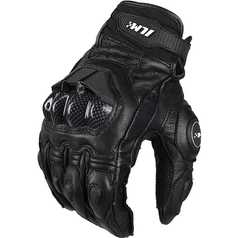 ILM Air Flow Leather Motorcycle Gloves Touchscreen for Men and Women Model-GRC01 (XXL, Black) - Image 1