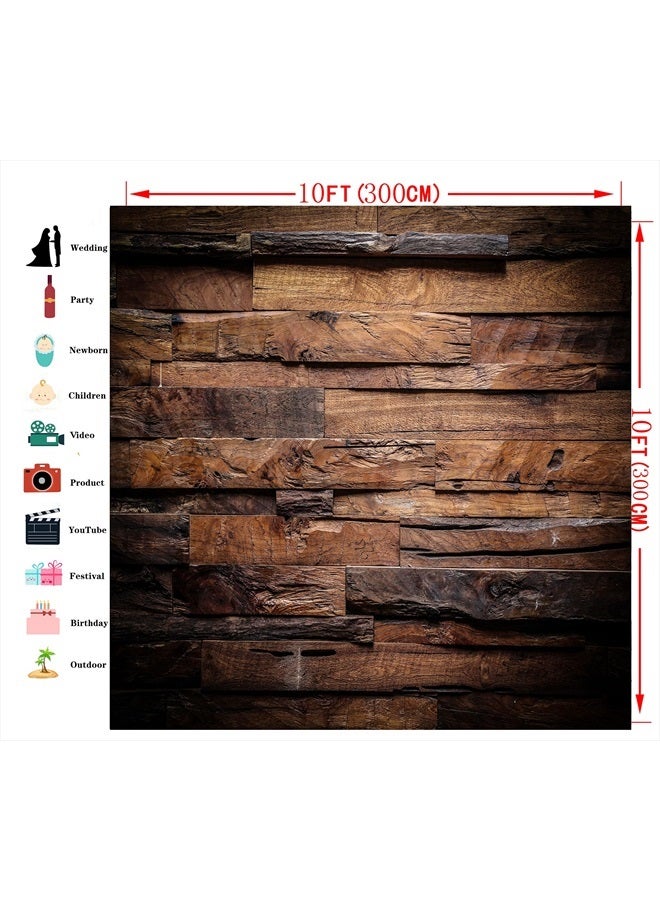 CYLYH 10x10ft Brown Wood 3D Backdrops Brown Wood Backdrops for Picture Background Customized Vintage Vinyl Photo Background D104 - Image 3
