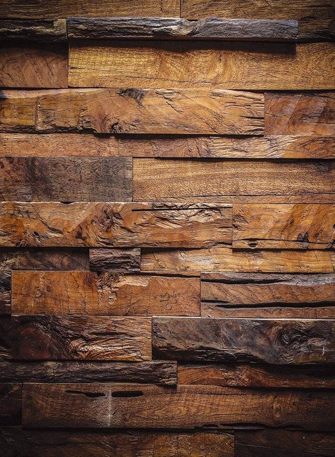 CYLYH 10x10ft Brown Wood 3D Backdrops Brown Wood Backdrops for Picture Background Customized Vintage Vinyl Photo Background D104 - Image 1