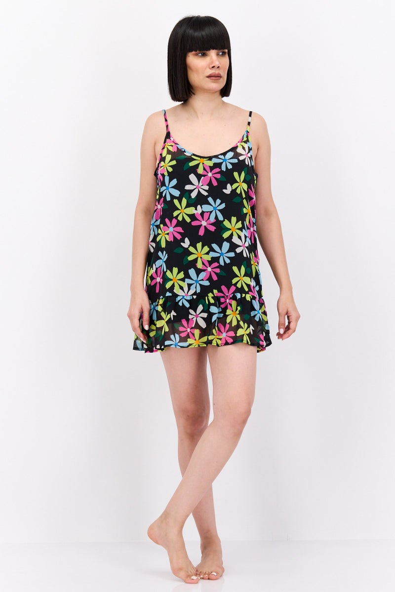 Hurley Women Floral Print Mini Dress, Multicolor - Image 3