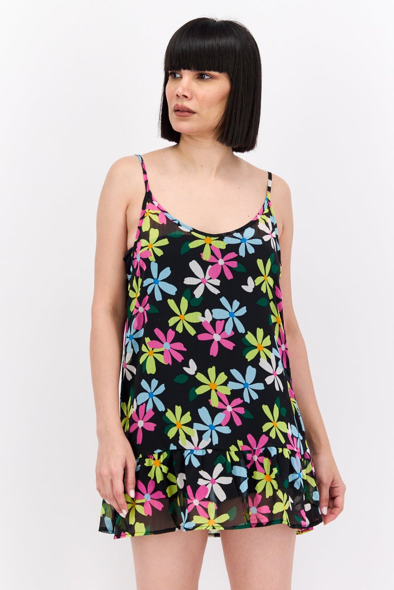 Hurley Women Floral Print Mini Dress, Multicolor - Image 1