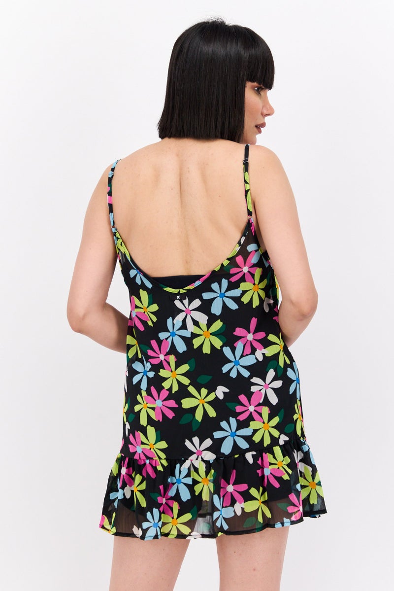 Hurley Women Floral Print Mini Dress, Multicolor - Image 2