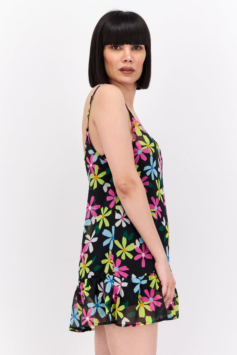 Hurley Women Floral Print Mini Dress, Multicolor - Image 4