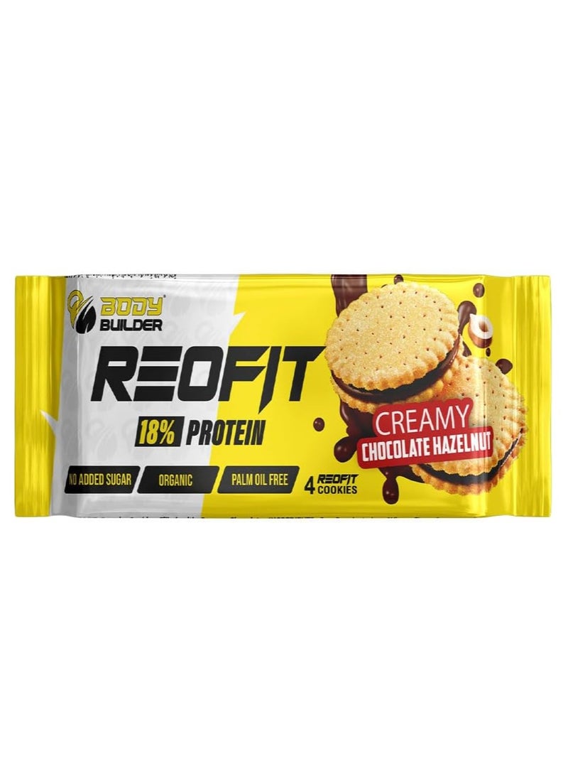 Body Builder Reofit Protein Cookies, Creamy Chocolate Hazelnut Flavor, 3.2g Plant Protein, Organic Vegan Snack, Sugar-Free, Pack of 1 (4 Cookies) - Image 1