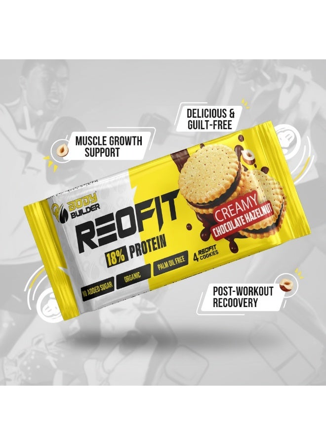 Body Builder Reofit Protein Cookies, Creamy Chocolate Hazelnut Flavor, 3.2g Plant Protein, Organic Vegan Snack, Sugar-Free, Pack of 1 (4 Cookies) - Image 4