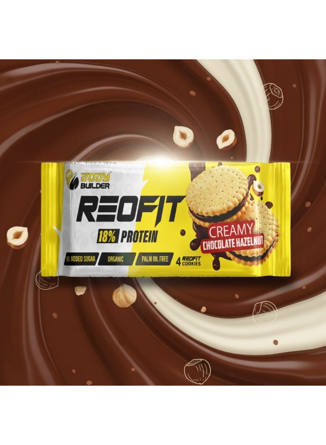 Body Builder Reofit Protein Cookies, Creamy Chocolate Hazelnut Flavor, 3.2g Plant Protein, Organic Vegan Snack, Sugar-Free, Pack of 1 (4 Cookies) - Image 3