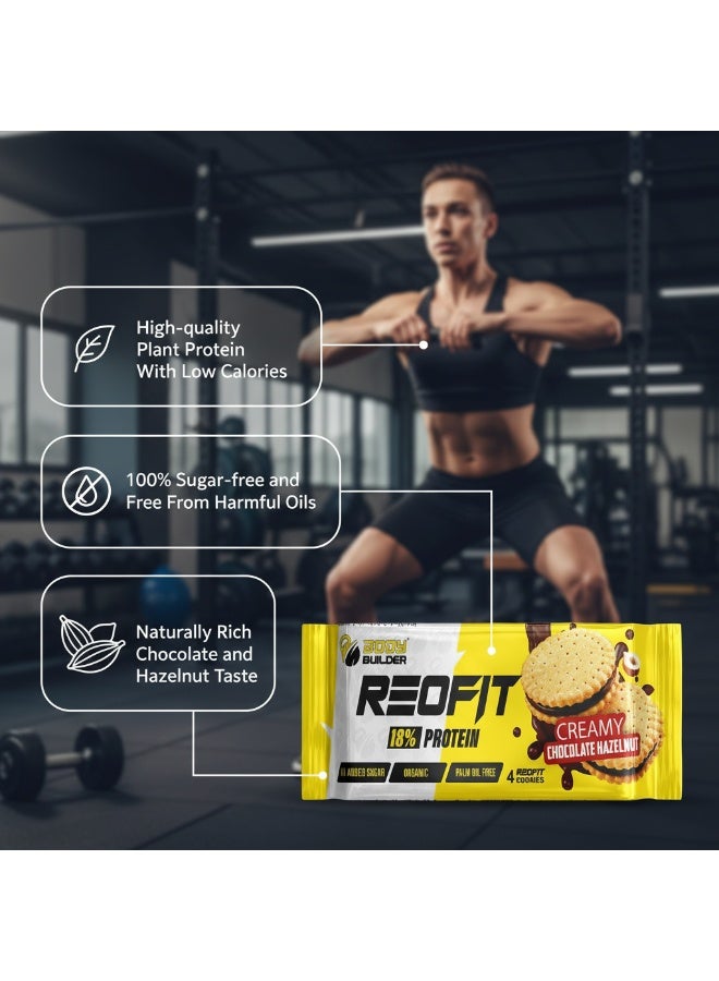 Body Builder Reofit Protein Cookies, Creamy Chocolate Hazelnut Flavor, 3.2g Plant Protein, Organic Vegan Snack, Sugar-Free, Pack of 1 (4 Cookies) - Image 5