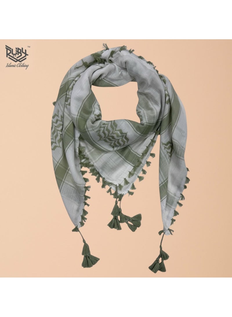 روبي للملابس الإسلامية شال شماغ كوفية تقليدي للرجال | غطاء رأس ولف وجه لصحراء الشرق الأوسط | ملحق ثقافي عربي – متعدد الاستخدامات وخفيف الوزن - Image 4