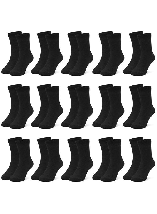 ZERULETS 15 Pairs Toddler Socks Kids Socks Boys Crew School Athletic Mid Calf Dress Socks for Boys Girls Children 1-14 Years(Black,4-7 Years) - Image 1
