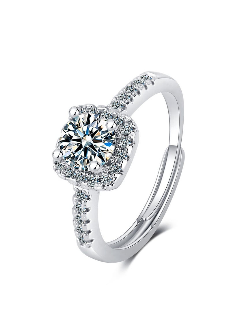 Moissanite Adjustable Engagement Ring, Promise Eternity Ring for Women,Wedding Rings,Jewelry Gift,Friendship Promise Fashion Jewelry Valentine Gifts for Women（Adjustable opening） - Image 1