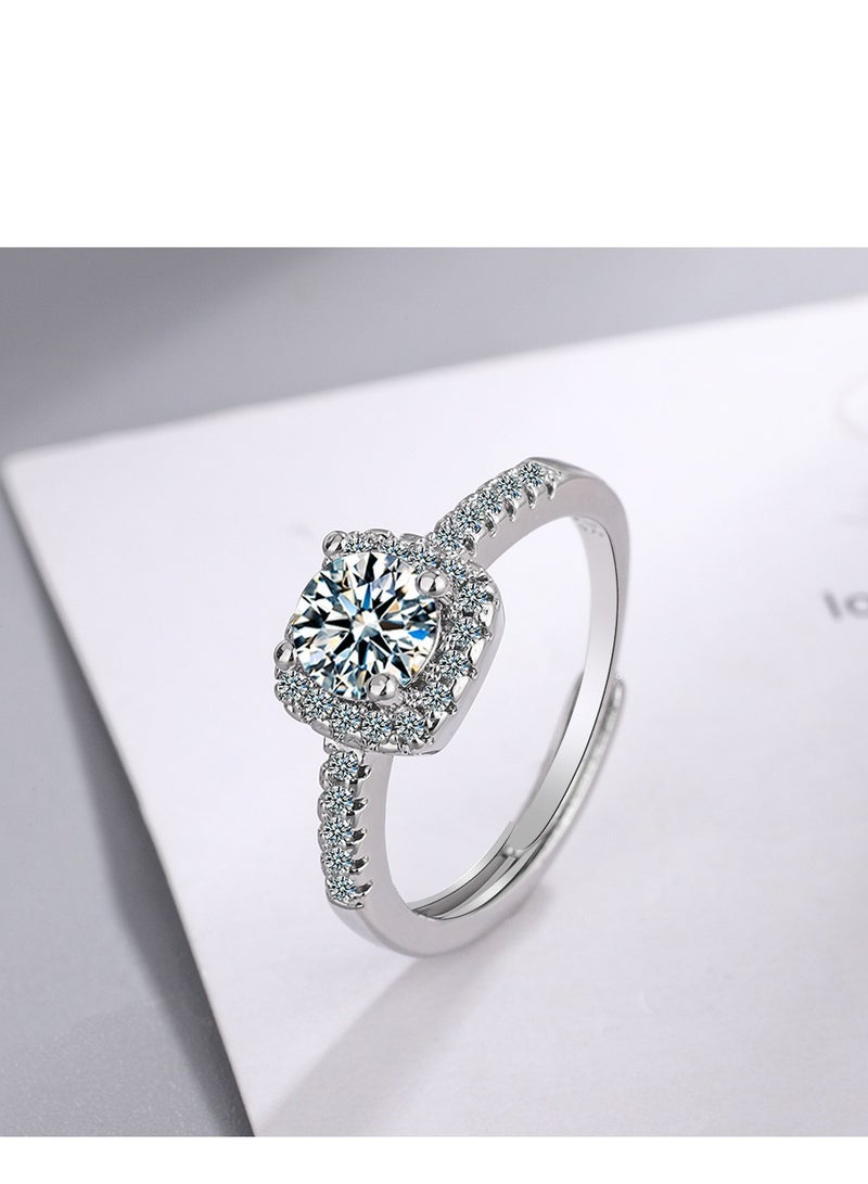 Moissanite Adjustable Engagement Ring, Promise Eternity Ring for Women,Wedding Rings,Jewelry Gift,Friendship Promise Fashion Jewelry Valentine Gifts for Women（Adjustable opening） - Image 3