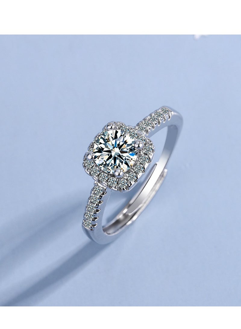 Moissanite Adjustable Engagement Ring, Promise Eternity Ring for Women,Wedding Rings,Jewelry Gift,Friendship Promise Fashion Jewelry Valentine Gifts for Women（Adjustable opening） - Image 5