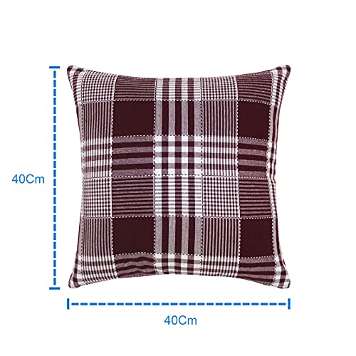 AIRWILL Cotton Track Dobby Maroon Themed Cushion Covers for Cushions & Pillows (Maroon & White, Pack of 5) - Image 2