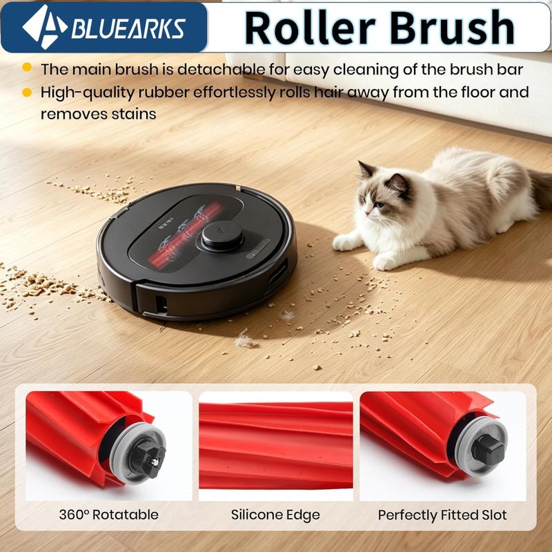 Bluearks 19 قطعة قطع غيار بديلة لروبوروك Q Revo [ليست لـ Qrevo S/Pro/Plus/MaxV] مجموعة ملحقات مكنسة روبوروك Q Revo، فرشاة رئيسية واحدة، 4 منصات مسح، 4 فرش جانبية، 4 مرشحات هيبا، 6 أكياس شفط - Image 3