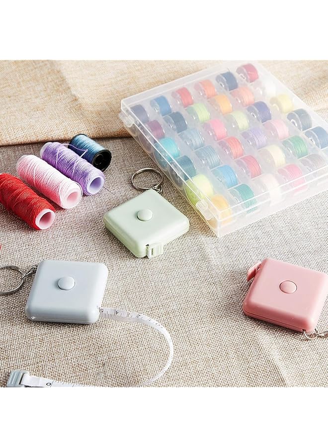 إيروريكس شريط قياس قابل للسحب 4 عبوات + مسطرة خياطة من القماش الناعم لقياس الجسم وفقدان الوزن والحياكة القماشية والحرف اليدوية 60 بوصة 1.5 متر شريط قياس مزدوج الجوانب بزر ضغط صغير - Image 5