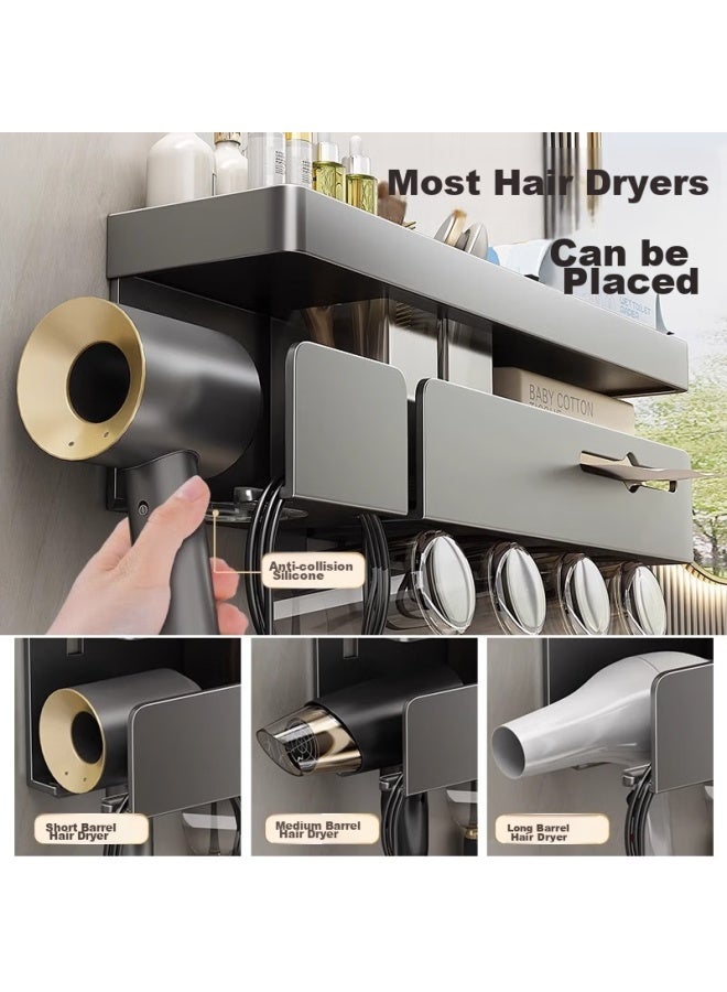 Muya Electric Toothbrush Holder, Bathroom Storage Rack, Toilet And Bathroom Mouthwash Cup, Multifunctional Hair Dryer Wall-mounted Rack