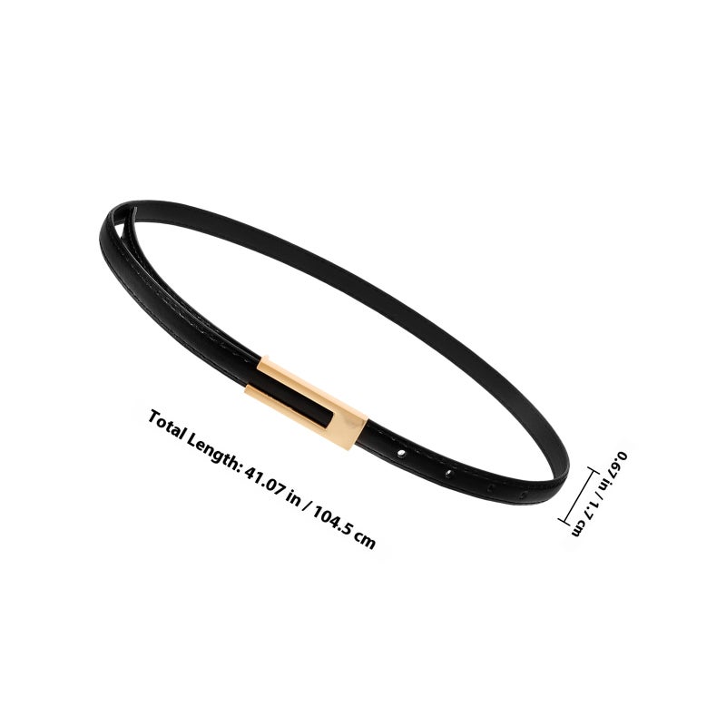 Vintage Pu Leather Belt with Metal Buckle Thin Belt Waist Belt Women Clothing Accessory - Image 2