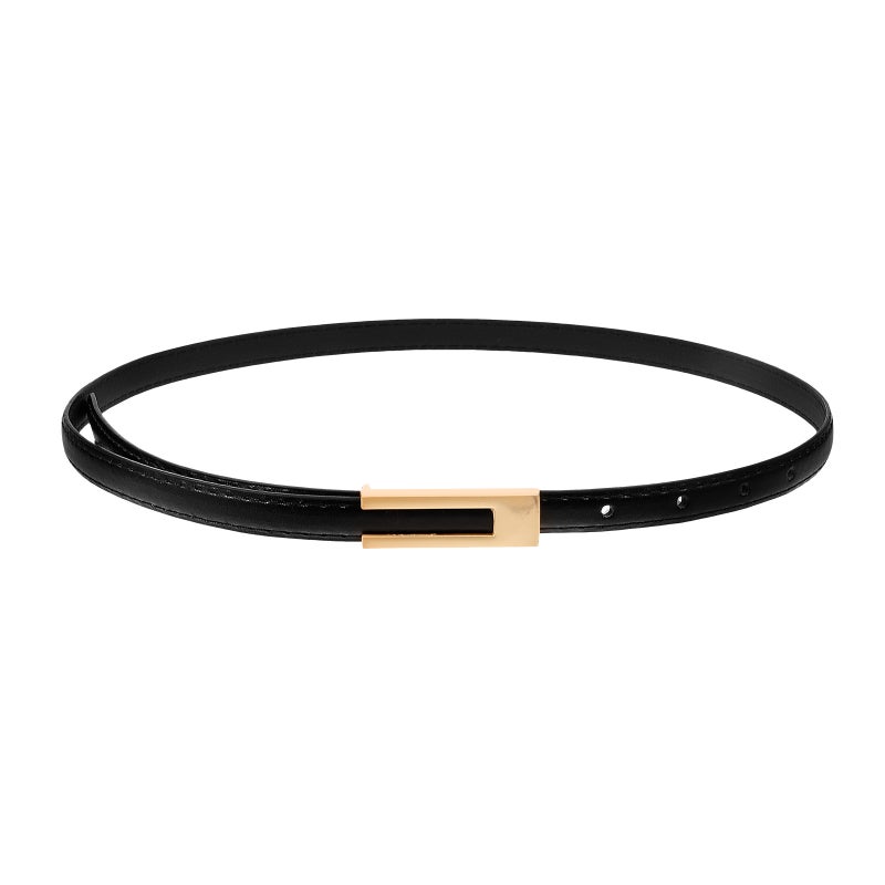 Vintage Pu Leather Belt with Metal Buckle Thin Belt Waist Belt Women Clothing Accessory - Image 5