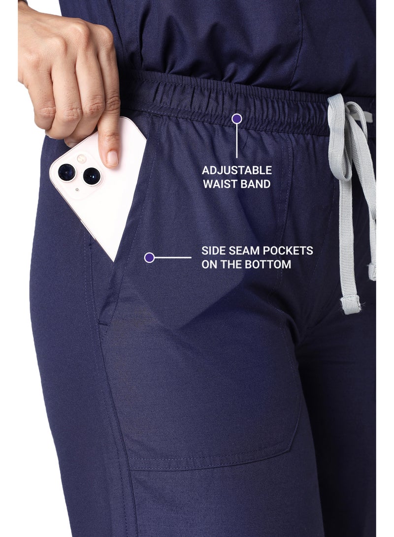 KNYA Classic Women's 5-Pocket New Gen Scrubsuit | V Neck | Flexibile & Comfortable Top & Bottom | Easily Accessible Pockets | Uniform for Doctors (Navy Blue) - Image 4