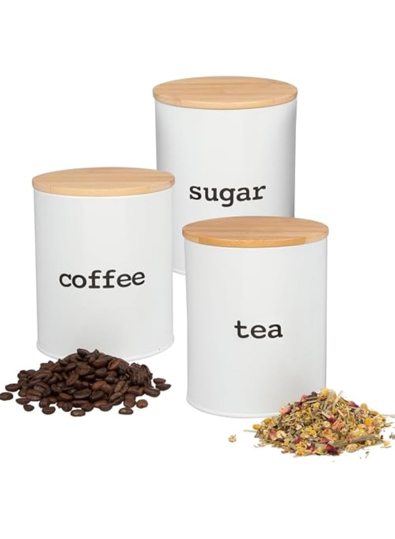 Arabest Kitchen Canister Set of 3 – Airtight Food Storage Jars with Bamboo Lids – Sugar, Tea, Coffee Containers – Pantry Organizer Set – Modern Countertop Decor – Holiday Gift Idea - Image 1