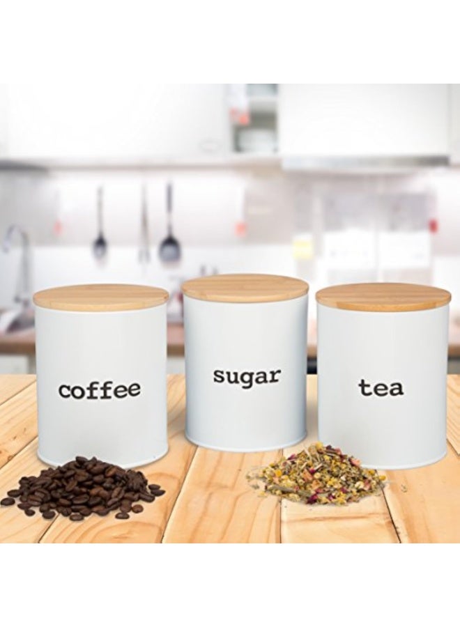 Arabest Kitchen Canister Set of 3 – Airtight Food Storage Jars with Bamboo Lids – Sugar, Tea, Coffee Containers – Pantry Organizer Set – Modern Countertop Decor – Holiday Gift Idea - Image 4