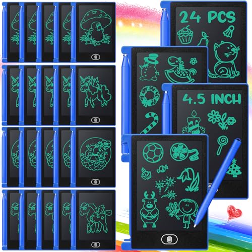 Zhehao 24 Pack LCD Mini Writing Tablet for Kids 45 Inch Doodle Board Bulk Erasable Reusable Electronic Drawing Pad Birthday Party Favors Goodie Bag Classroom GiftsBlue - Image 1