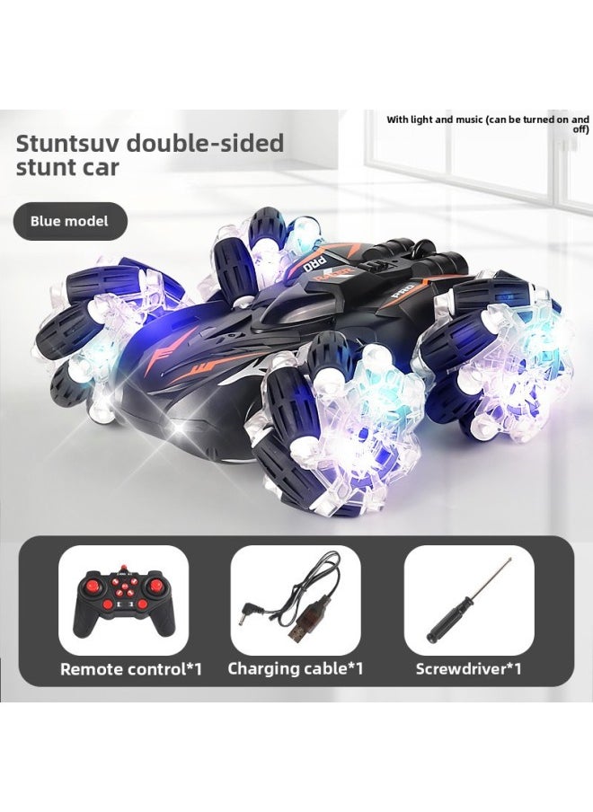 Double-sided Stunt Rolling Off-road Remote Control Car Children's Toy Vehicle Rotating Climbing Car Playset Durable Plastic-Color:Double-sided Stunt Lights Music Version Orange Black (single Handle Remote Control)  - Image 1