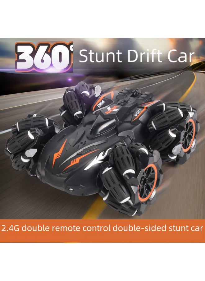Double-sided Stunt Rolling Off-road Remote Control Car Children's Toy Vehicle Rotating Climbing Car Playset Durable Plastic-Color:Double-sided Stunt Lights Music Version Orange Black (single Handle Remote Control)  - Image 3