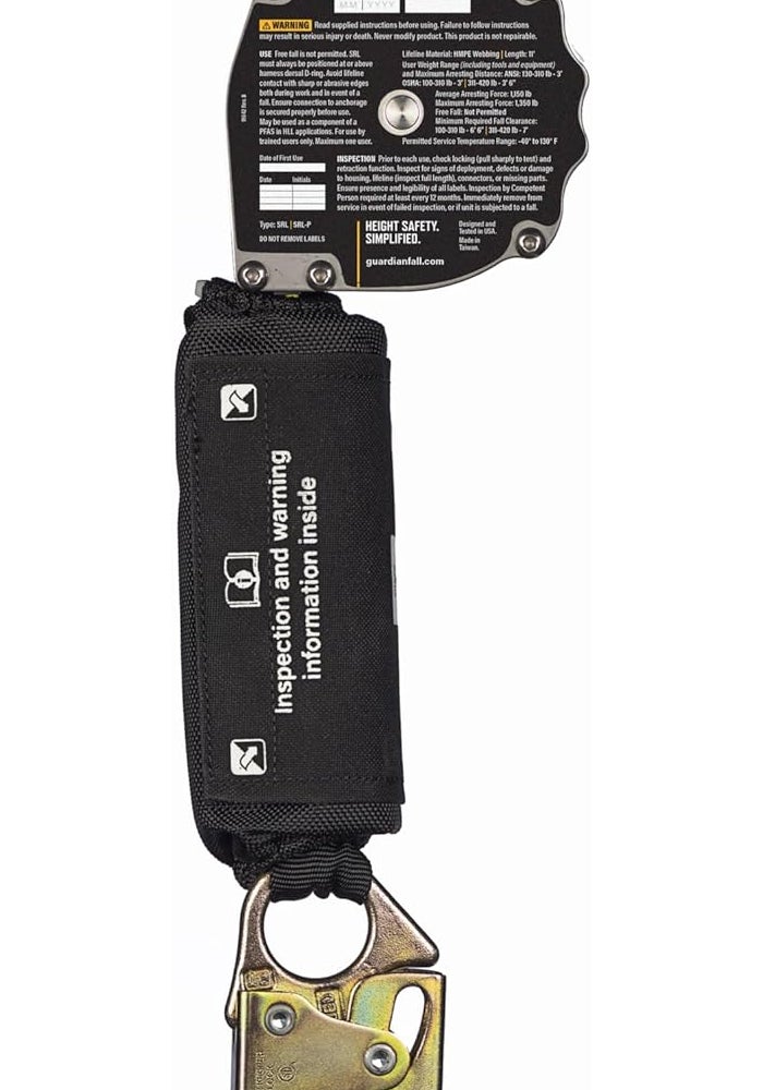 Guardian Fall Protection 10900 Halo Web Self-Retracting Lifeline - 11 ft Nylon Webbing with Carabiner and Swivel Top - Image 3