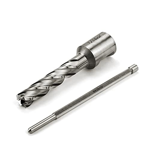 OSCARBIDE 7/16"X2"HSS Annular Cutter 7/16 inch Cutting Diameter 2 Depth of Cut,3/4 inch Weldon Shank 2 Flat Mag Drill Bit with Pilot Pin for Magnetic Drill Press,1 Piece - Image 2