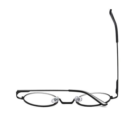 COASION Vintage Round Clear Glasses Small Metal Frame Non Prescription Lens Eyeglasses (Black) - Image 4