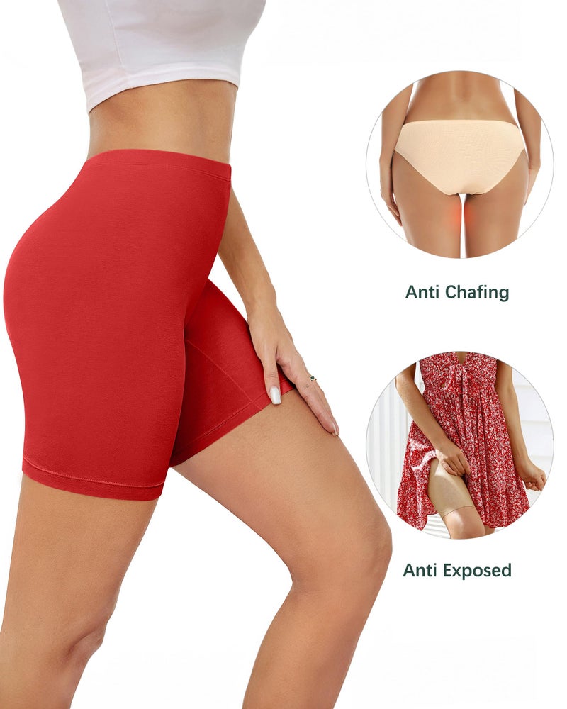 voenxe Women Cotton Boy Shorts Underwear,Lady Boxer Brief,High Waist Anti Chafe Short for Under Dress,Soft Biker Panty 4Pack Coffee - Image 4