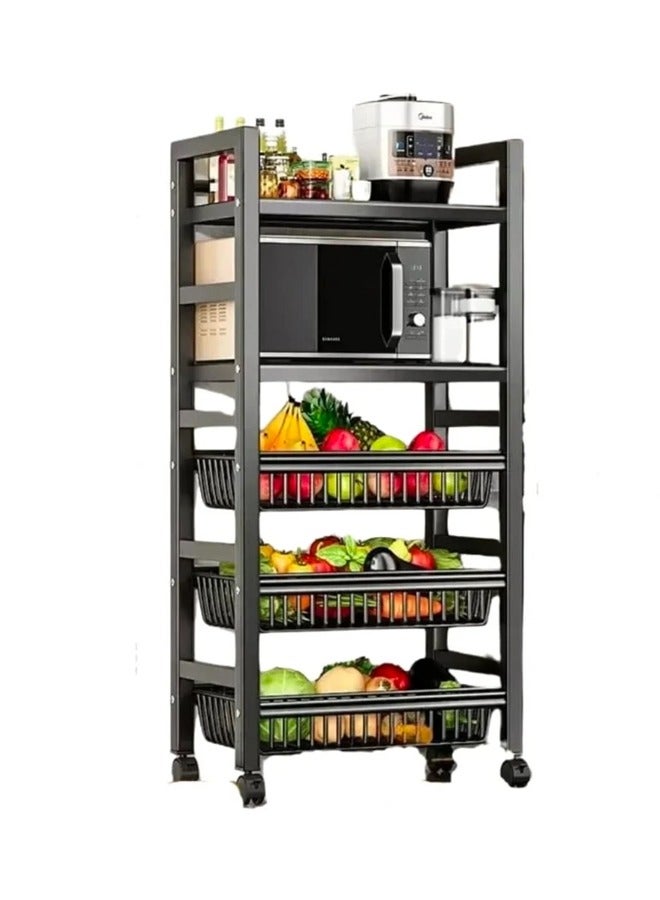 شي ون رف تخزين متين بعجلات  عملي للمطبخ والمنزل - Image 5