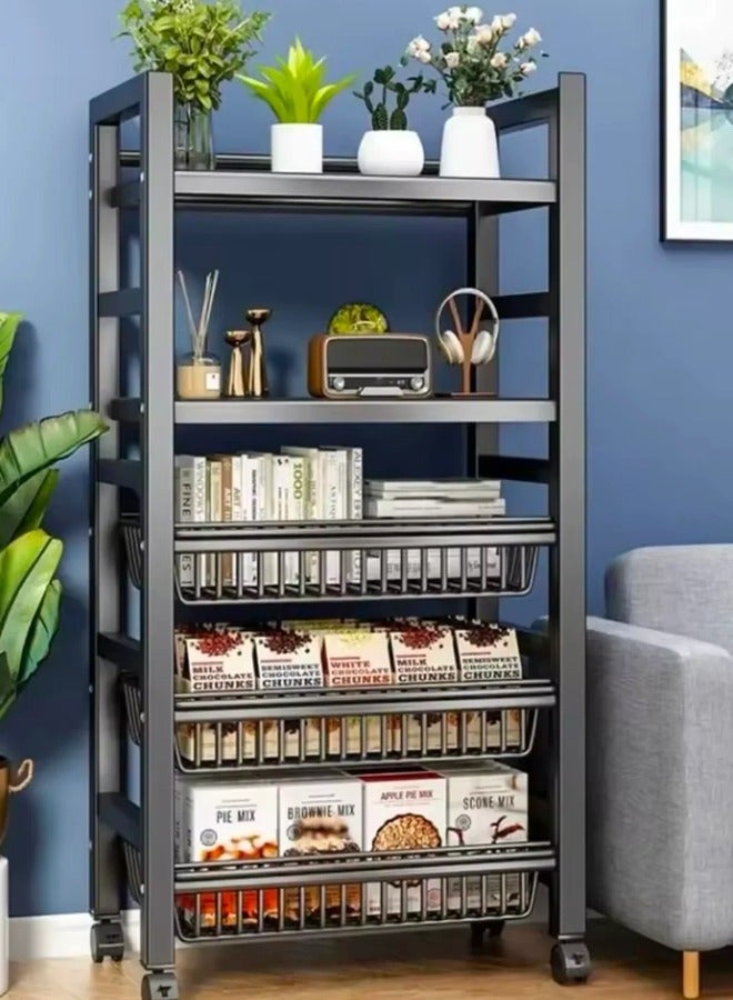 شي ون رف تخزين متين بعجلات  عملي للمطبخ والمنزل - Image 4