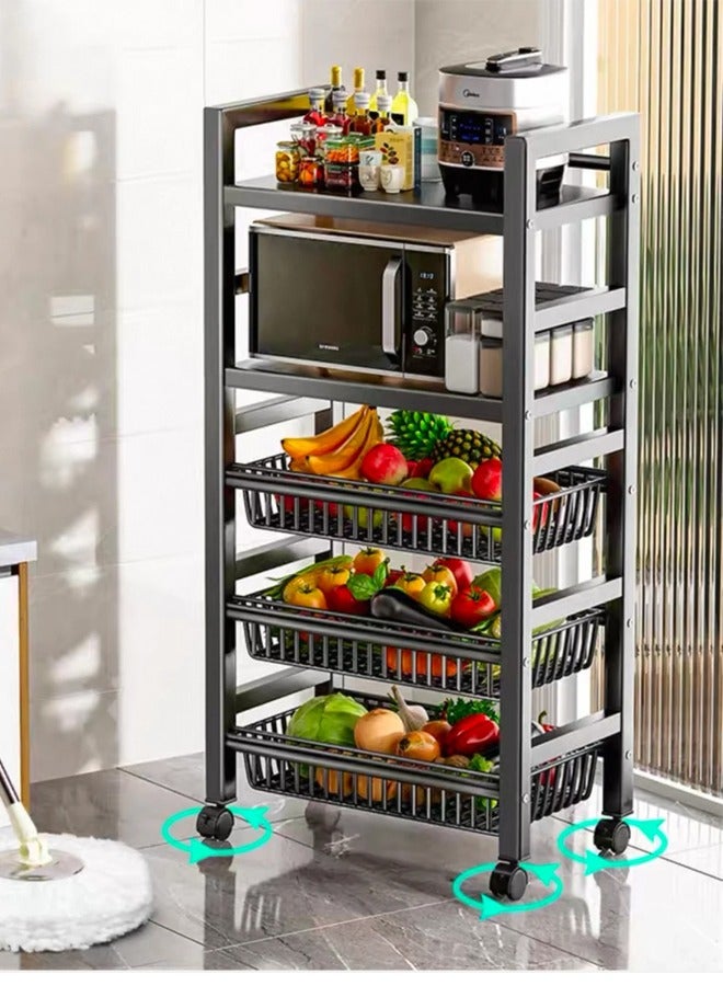 شي ون رف تخزين متين بعجلات  عملي للمطبخ والمنزل - Image 3