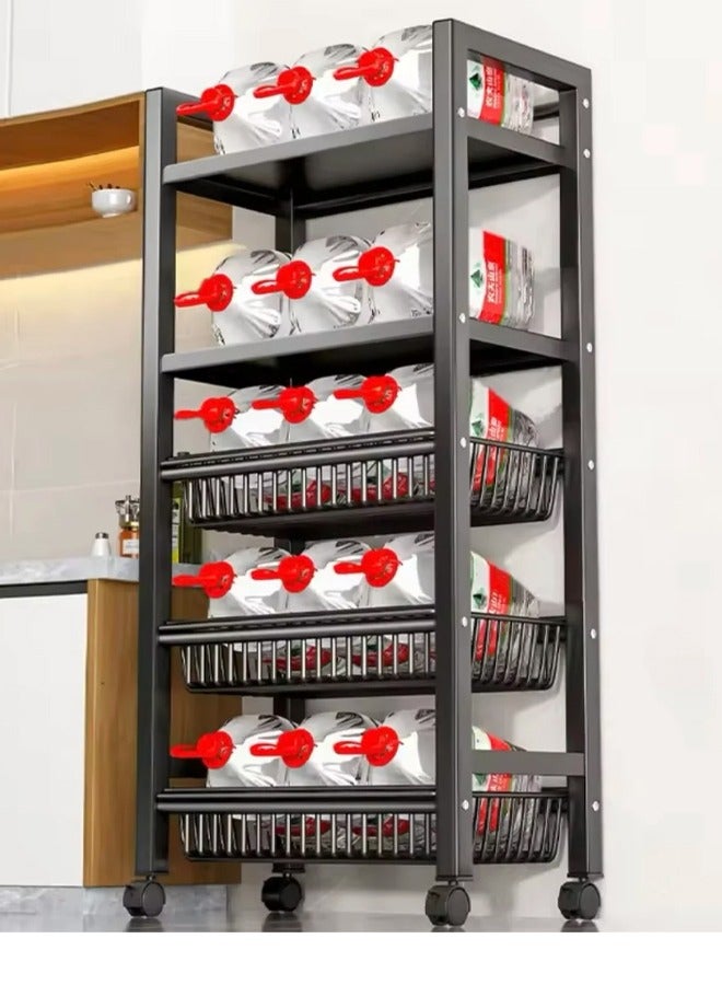 شي ون رف تخزين متين بعجلات  عملي للمطبخ والمنزل - Image 2