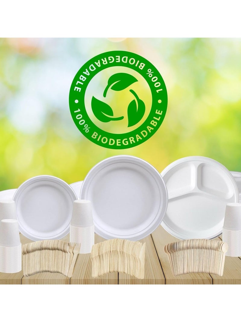 Home Smart Home Smart Bagasse Plates 7-Inches Set of 100 Pcs Heavy Duty Disposable Plate for Travel Out-Door Party and Special Event Party Favor  - Image 3