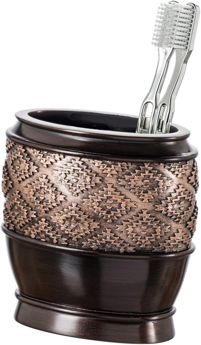 Creative Scents Dublin Brown Countertop Toothbrush Holders for Bathrooms - Decorative Tooth Brush Holder for Bathroom - Toothbrush Organizer for Regular or Electric Toothbrushes and Toothpaste - Image 1