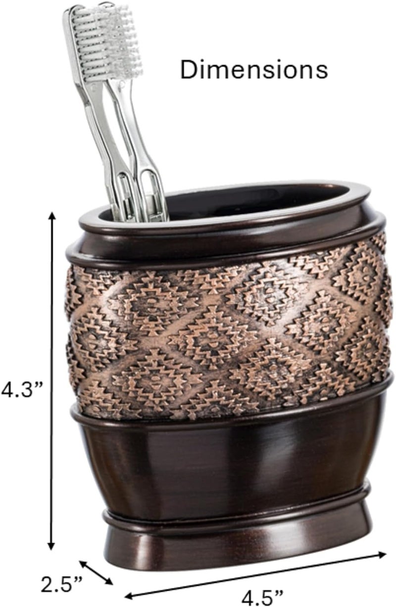 Creative Scents Dublin Brown Countertop Toothbrush Holders for Bathrooms - Decorative Tooth Brush Holder for Bathroom - Toothbrush Organizer for Regular or Electric Toothbrushes and Toothpaste - Image 3