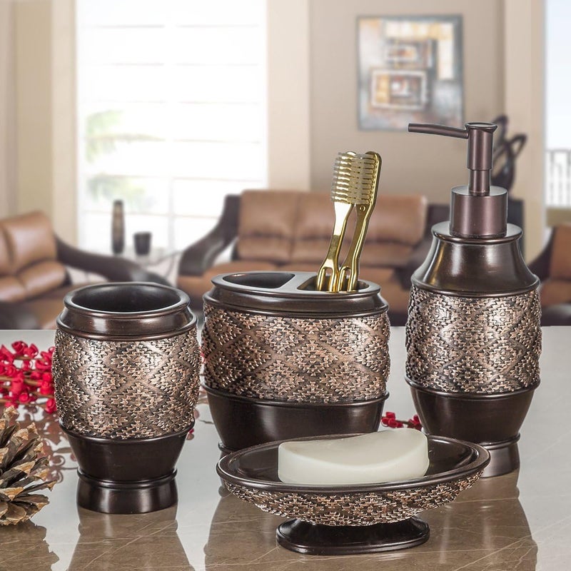 Creative Scents Dublin Brown Countertop Toothbrush Holders for Bathrooms - Decorative Tooth Brush Holder for Bathroom - Toothbrush Organizer for Regular or Electric Toothbrushes and Toothpaste - Image 2