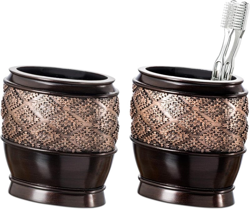 Creative Scents Dublin Brown Countertop Toothbrush Holders for Bathrooms - Decorative Tooth Brush Holder for Bathroom - Toothbrush Organizer for Regular or Electric Toothbrushes and Toothpaste - Image 4