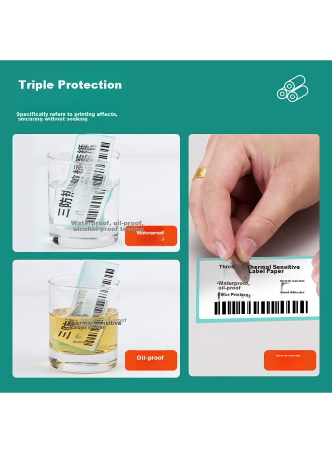 Xinwei 100*60*800 Sheets*1 Roll، ورق طباعة الملصقات الحرارية سلسلة Label Doctor ذو الحماية الثلاثية، لمشروب الحليب بالشاي والملابس والميزان الإلكتروني والباركود، ورق طباعة ذاتي اللصق - Image 4
