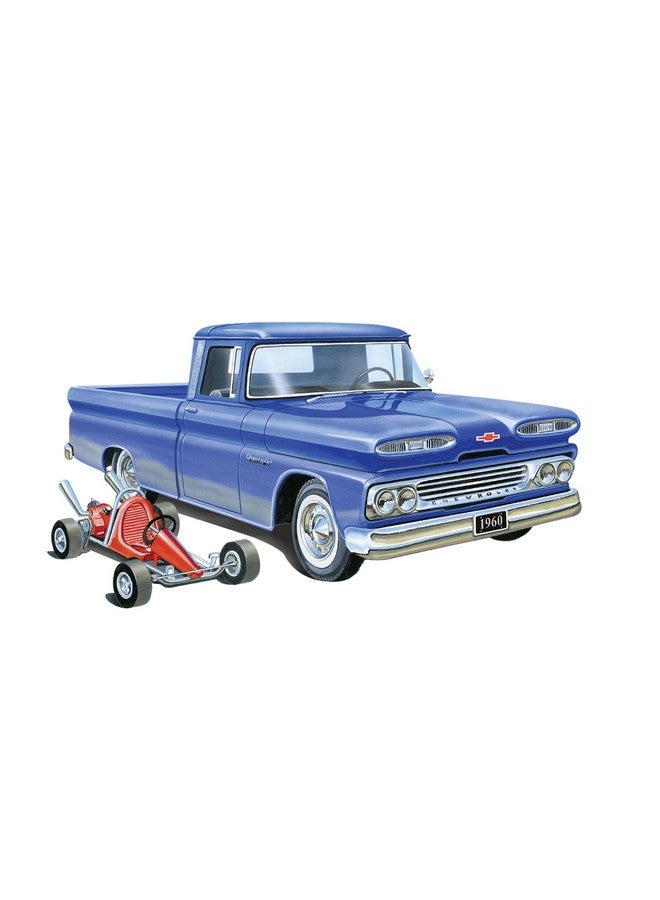 AMT 1960 Chevy Custom Fleetside Pickup w-Go Kart 1:25 Scale Model Kit - Image 1