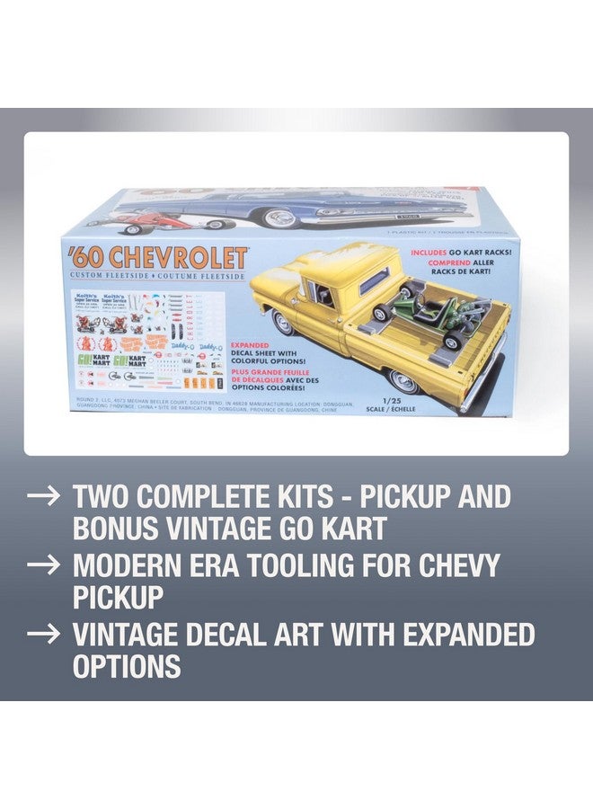 AMT 1960 Chevy Custom Fleetside Pickup w-Go Kart 1:25 Scale Model Kit - Image 3