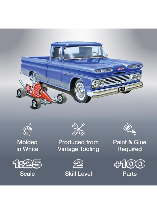 AMT 1960 Chevy Custom Fleetside Pickup w-Go Kart 1:25 Scale Model Kit - Image 2