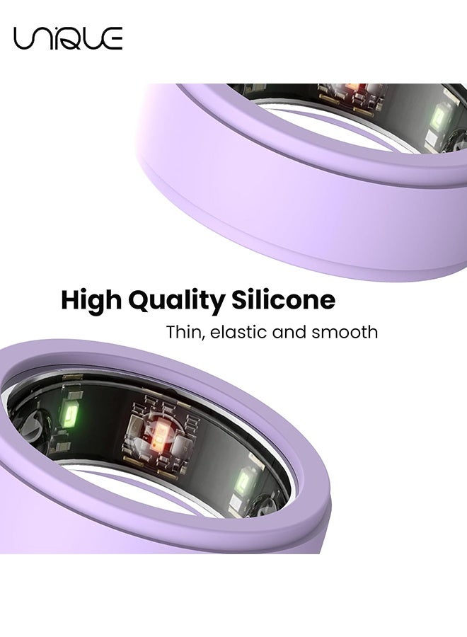 Unique 2 Pcs Suitable for Oura Ring Gen 3 Silicone Ring Cases - Silicone Ring Protector for Working Out Accessories - Smart Ring Protector - Compatible with Oura, Samsung, Ultrahuman, RingConn Rings & More,Men's and Women's Ring Accessories - Anti-Scratch, Flexible & Durable - Lilac Purple(S/M) - Image 3