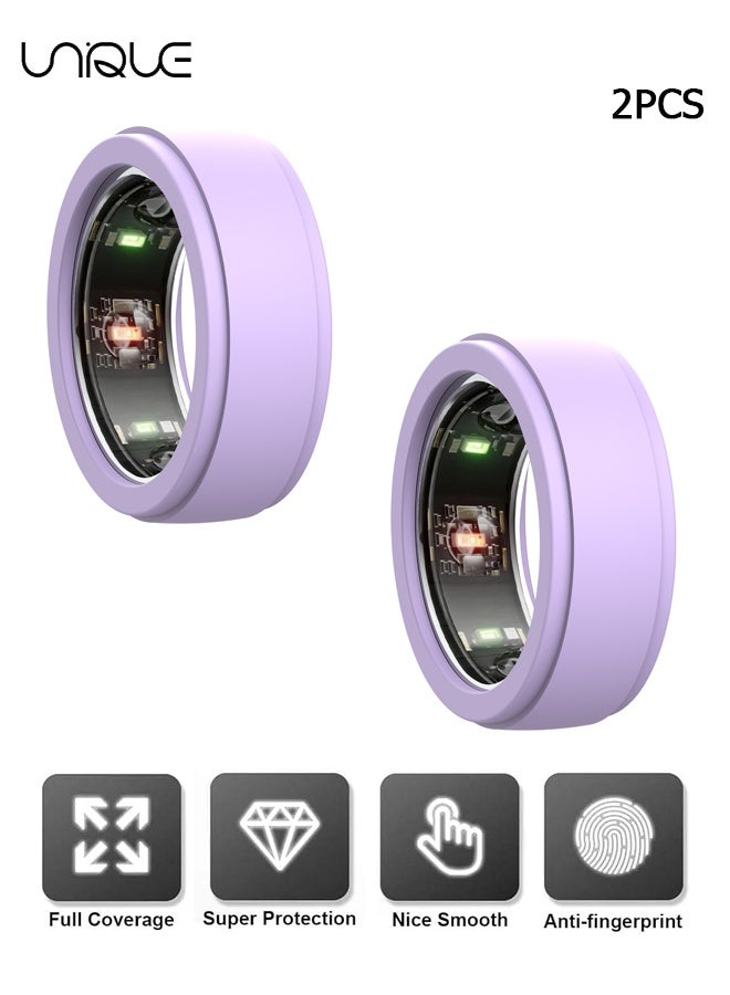 Unique 2 Pcs Suitable for Oura Ring Gen 3 Silicone Ring Cases - Silicone Ring Protector for Working Out Accessories - Smart Ring Protector - Compatible with Oura, Samsung, Ultrahuman, RingConn Rings & More,Men's and Women's Ring Accessories - Anti-Scratch, Flexible & Durable - Lilac Purple(S/M)